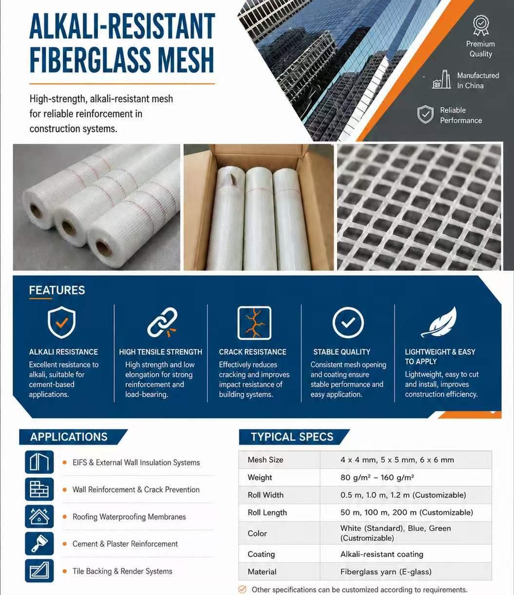 Alkali-resistant fiberglass mesh