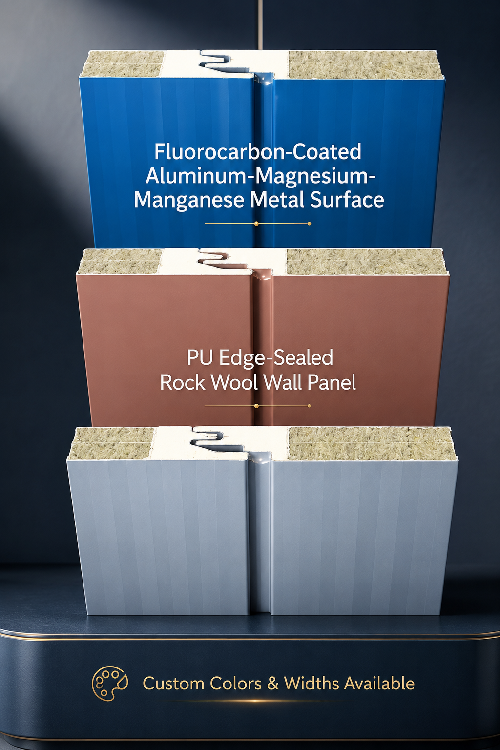 PU edge-sealed rock wool wall panel sample