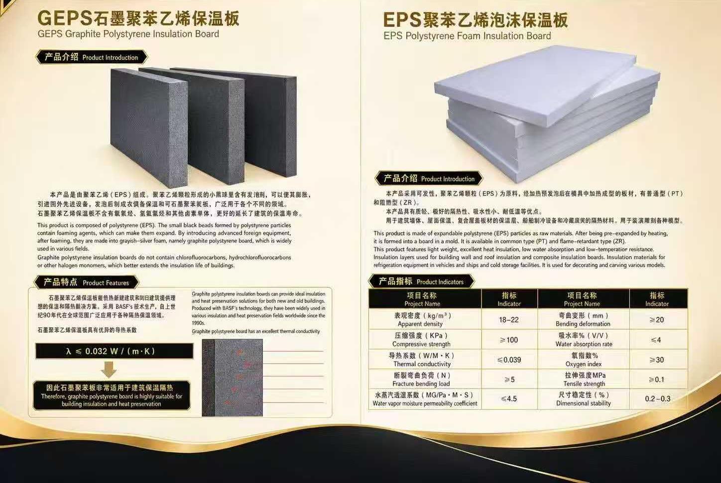 EPS and GEPS polystyrene insulation board